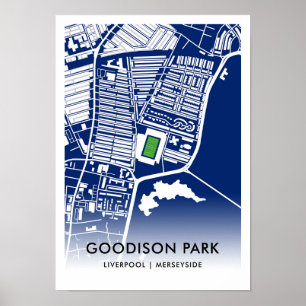 Kaart van het Goodison Park Stadium - thuisbasis v Poster