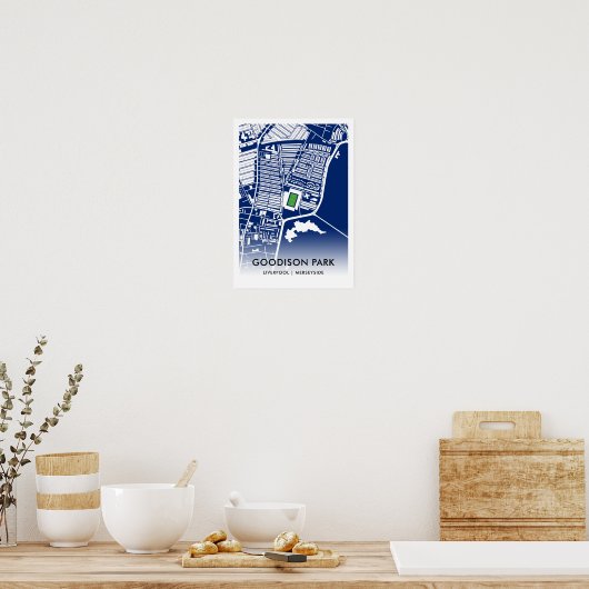 Kaart van het Goodison Park Stadium - thuisbasis v Poster (Keuken)