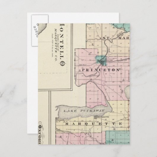 Kaart van het graafschap Green Lake, staat Wiscons (Voorkant / Achterkant)