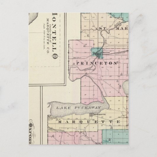 Kaart van het graafschap Green Lake, staat Wiscons (Voorkant)