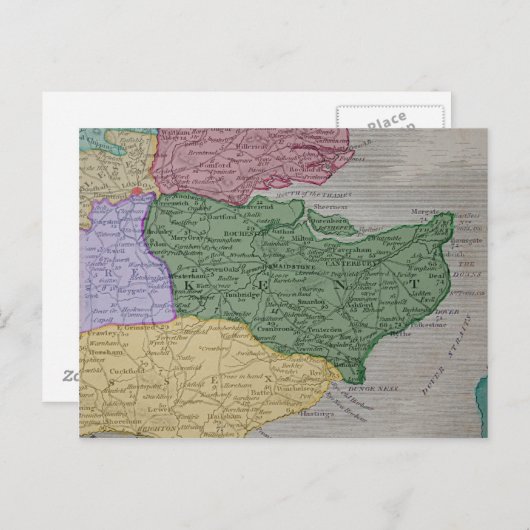 kaart van het graafschap Kent, Engeland (Voorkant / Achterkant)