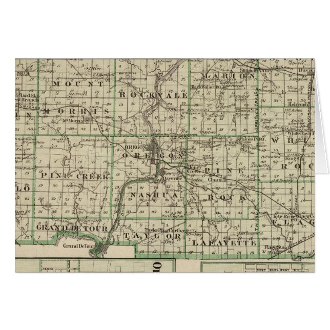 Kaart van het graafschap Ogle, Polo en Oregon (Voorkant Horizontaal)
