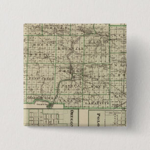 Kaart van het graafschap Ogle, Polo en Oregon Vierkante Button 5,1 Cm