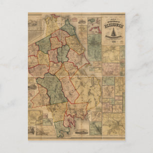 Kaart van het graafschap Plymouth Massachusetts (1