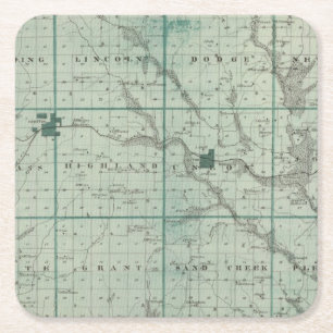 Kaart van het graafschap Unie, de staat Iowa Kartonnen Onderzetters