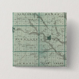 Kaart van het graafschap Unie, de staat Iowa Vierkante Button 5,1 Cm