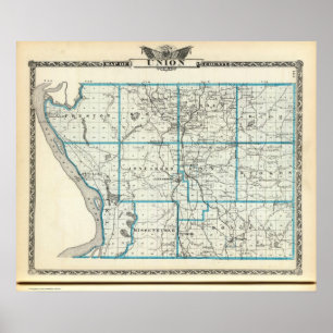 Kaart van het graafschap Unie Poster
