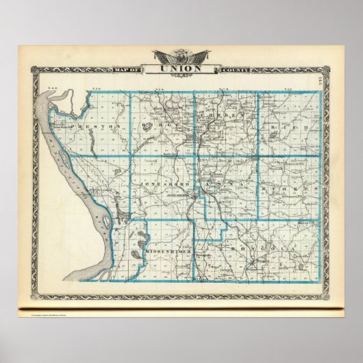 Kaart van het graafschap Unie Poster (Voorkant)