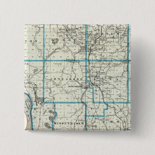 Kaart van het graafschap Unie Vierkante Button 5,1 Cm (Voorkant)