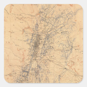 Kaart van het graafschap Washoe met mijnbouwclaims Vierkante Sticker