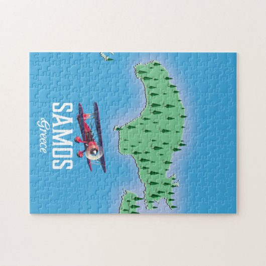 kaart van het Griekse eiland Samos Legpuzzel (Horizontaal)