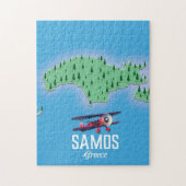 kaart van het Griekse eiland Samos Legpuzzel (Verticaal)