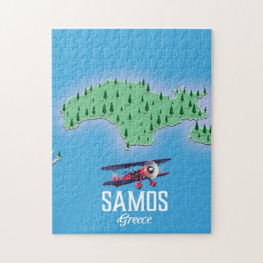 kaart van het Griekse eiland Samos Legpuzzel (Verticaal)