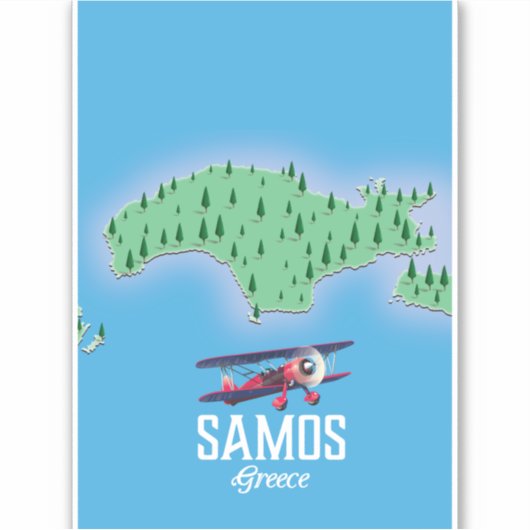kaart van het Griekse eiland Samos Sticker (Voorkant)