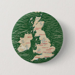Kaart van het Groen Poster van het Verenigd Konin Ronde Button 5,7 Cm