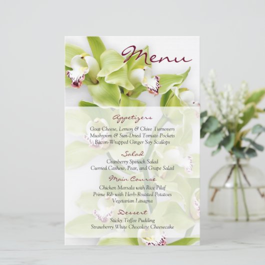 Kaart van het Groene Cymbidium Orchid Floral Weddi (Staand voorkant)