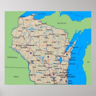 Kaart van het Groene Poster van Wisconsin (in vele