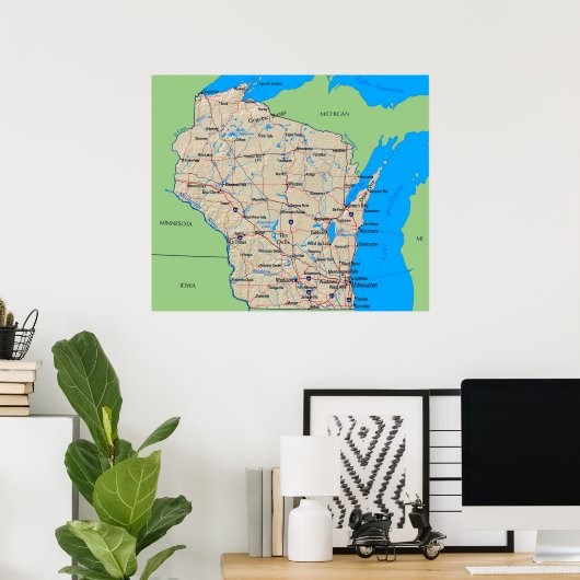 Kaart van het Groene Poster van Wisconsin (in vele (Thuiskantoor)
