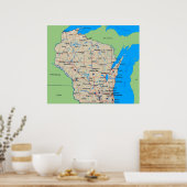 Kaart van het Groene Poster van Wisconsin (in vele (Keuken)