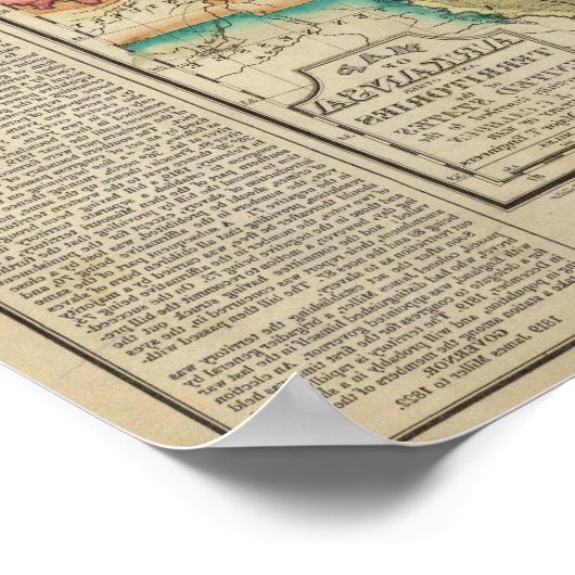 Kaart van het grondgebied van Arkansas Poster (Hoek)