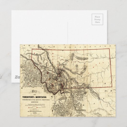 Kaart van het grondgebied van Montana (1865) (Voorkant / Achterkant)