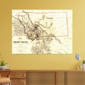 Kaart van het grondgebied van Montana (1865) Canvas Afdruk (Insitu (Woonkamer))