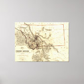 Kaart van het grondgebied van Montana (1865) Canvas Afdruk (Voorkant)