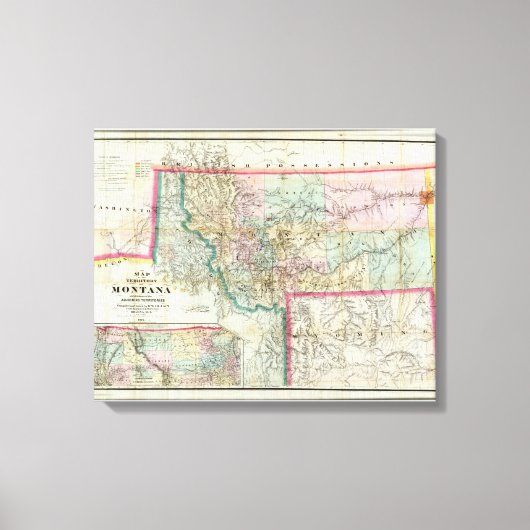 Kaart van het grondgebied van Montana Canvas Afdruk (Voorkant)