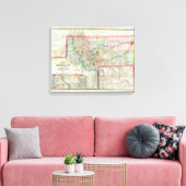 Kaart van het grondgebied van Montana Canvas Afdruk (Insitu (Woonkamer))