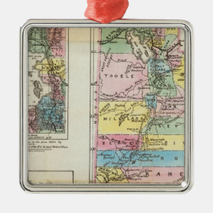 Kaart van het grondgebied van Utah Metalen Ornament