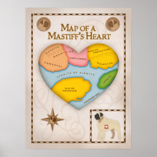 Kaart van het hart van een Mastiff Poster
