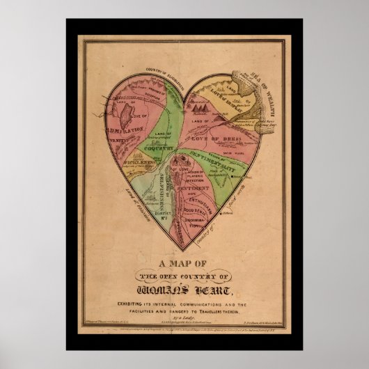  kaart van het hart van een vrouw poster (Voorkant)