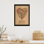  kaart van het hart van een vrouw poster (Keuken)