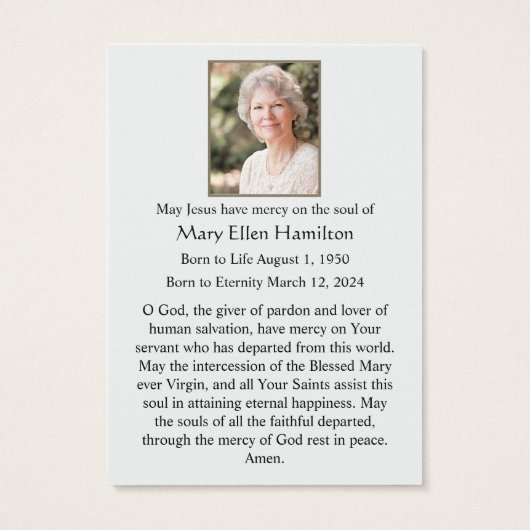 Kaart van het Heilig Maria Begrafenis Katholiek Ge (Achterkant)