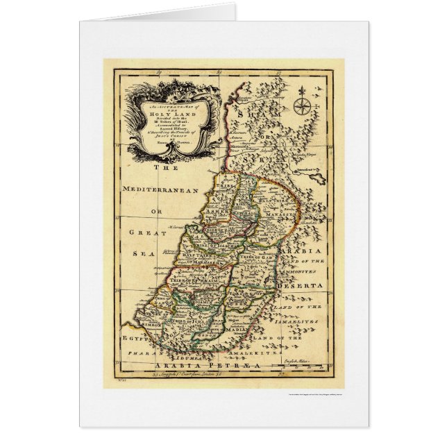 Kaart van het Heilige Land Israël door Bowen 1752 (Voorkant)