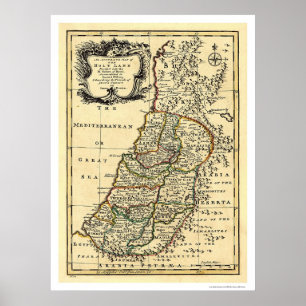Kaart van het Heilige Land Israël door Bowen 1752 Poster