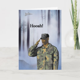Kaart van het Hooah Leger met het Salueren van Man