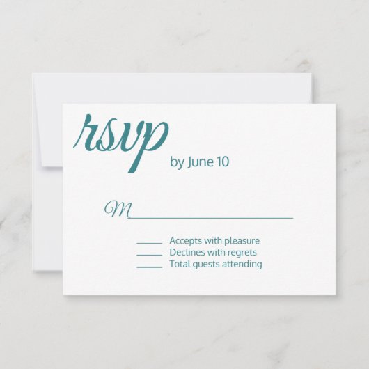 Kaart van het Huwelijk RSVP van de pauw de Blauwe (Voorkant)