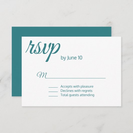 Kaart van het Huwelijk RSVP van de pauw de Blauwe (Voorkant / Achterkant)