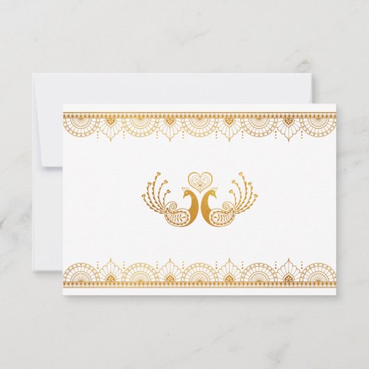 Kaart van het Indiase Gold Ethnic Pattern Wedding (Achterkant)