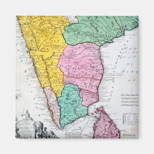  kaart van het Indiase schiereiland   1733 Magneet