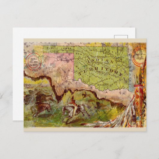 kaart van het Indische Gebied Oklahoma (Voorkant / Achterkant)
