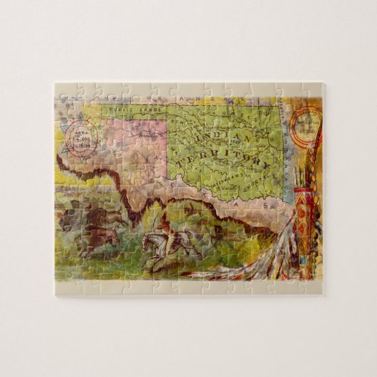  kaart van het Indische Gebied Oklahoma Legpuzzel (Horizontaal)