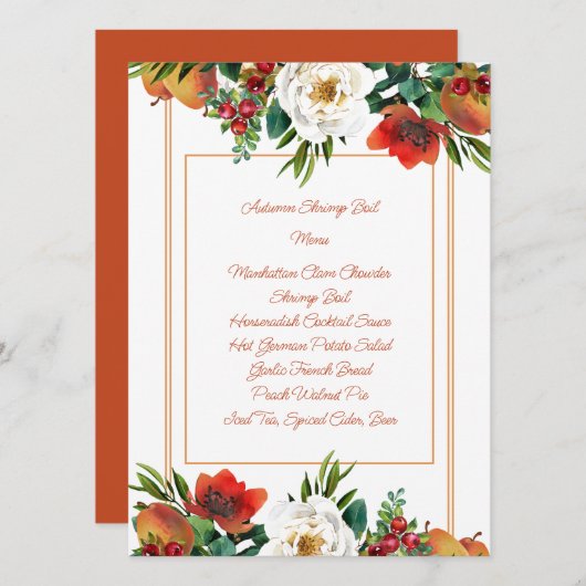 Kaart van het jaarmenu Fruit, bessen en bloemen (Voorkant / Achterkant)