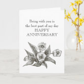 Kaart van het Jubileum van de echtgenoot met tulpe (Gele Bloem)