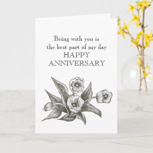 Kaart van het Jubileum van de echtgenoot met tulpe (Gele Bloem)