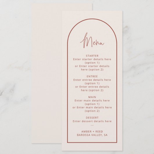 Kaart van het kabelbindingsmenu voor Cream & Terra (Voorkant / Achterkant)