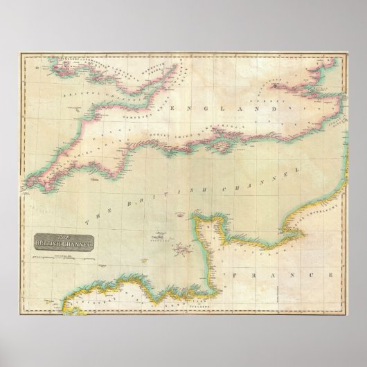  kaart van het Kanaal (1814) Poster (Voorkant)
