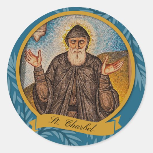 Kaart van het katholieke gebed St. Charbel Sharbel Ronde Sticker (Voorkant)