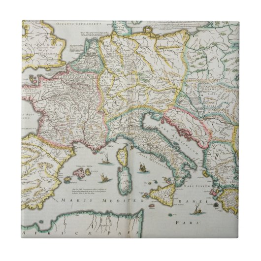 Kaart van het keizerrijk van Karel de Grote Tegeltje (Voorkant)